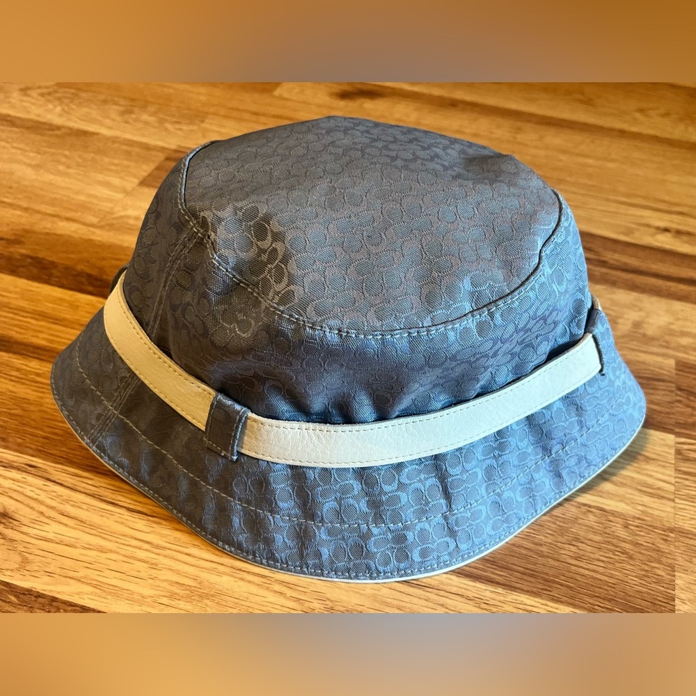 Coach Blue and White Bucket Hat